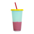 Custom Color Changing Cup Reusable Plastic Skinny Tumbler Plastic Cup With Straw